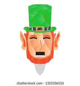 Polygonal irish elf head. Vector illustration design