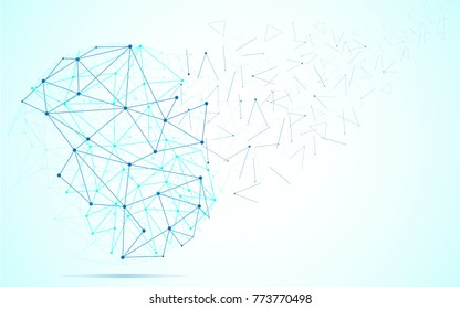 Polygonal isolated on blue background. For web site, wallpaper, poster, placard, ad, cover and print materials. Creative art, modern abstract concept