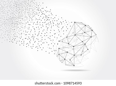 Polygonal isolated on gray background. For web site, wallpaper, poster, placard, ad, cover and print materials. Creative art, modern abstract concept