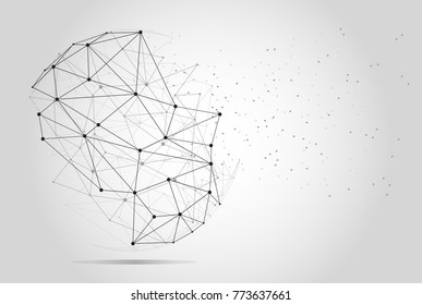 Polygonal isolated on gray background. For web site, wallpaper, poster, placard, ad, cover and print materials. Creative art, modern abstract concept