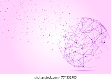 Polygonal isolated on pink background. For web site, wallpaper, poster, placard, ad, cover and print materials. Creative art, modern abstract concept