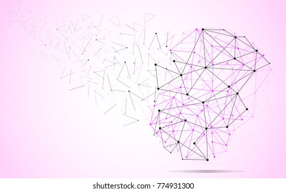Polygonal isolated on pink background. For web site, wallpaper, poster, placard, ad, cover and print materials. Creative art, modern abstract concept