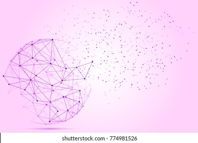 Polygonal isolated on pink background. For web site, wallpaper, poster, placard, ad, cover and print materials. Creative art, modern abstract concept