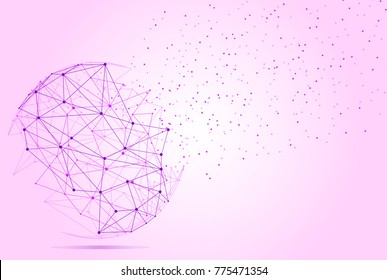Polygonal isolated on pink background. For web site, wallpaper, poster, placard, ad, cover and print materials. Creative art, modern abstract concept