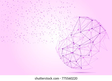 Polygonal isolated on pink background. For web site, wallpaper, poster, placard, ad, cover and print materials. Creative art, modern abstract concept