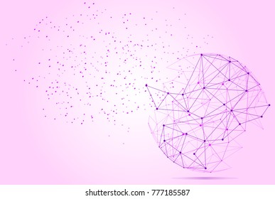 Polygonal isolated on pink background. For web site, wallpaper, poster, placard, ad, cover and print materials. Creative art, modern abstract concept