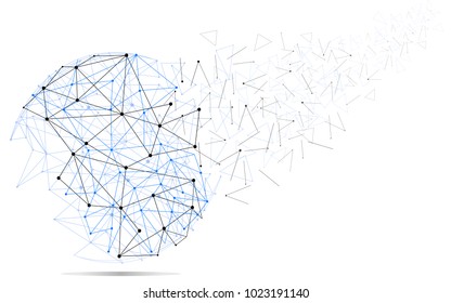 Polygonal isolated on white background. For web site, wallpaper, poster, placard, ad, cover and print materials. Creative art, modern abstract concept