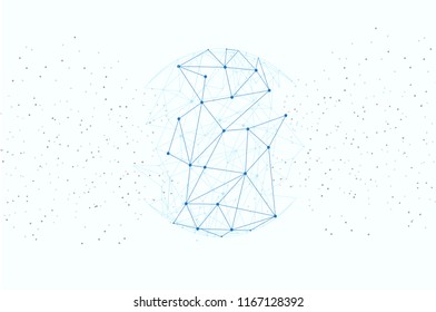 Polygonal isolated on white background. For web site, wallpaper, poster, placard, ad, cover and print materials. Creative art, modern abstract concept