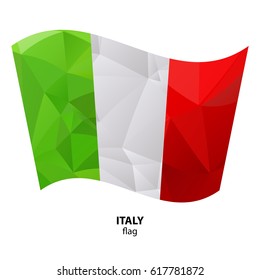 Polygonal Italy flag isolated on white background. Design element for flyers or banners.