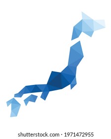 Polygonal Japan vector world map on white background. Vector illustration.