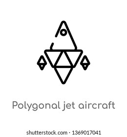 polygonal jet aircraft vector line icon. Simple element illustration. polygonal jet aircraft outline icon from geometry concept. Can be used for web and mobile