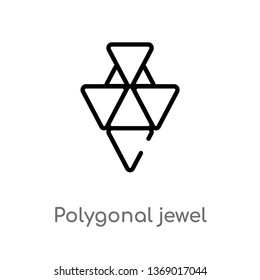 polygonal jewel vector line icon. Simple element illustration. polygonal jewel outline icon from geometry concept. Can be used for web and mobile