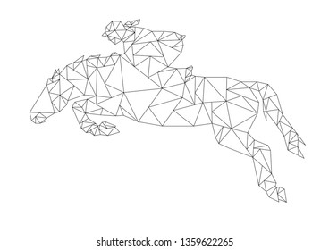 polygonal jumping horse with a rider