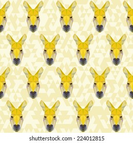 Polygonal kangaroo seamless pattern background.