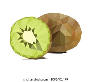 Polygonal kiwi vector illustration isolated