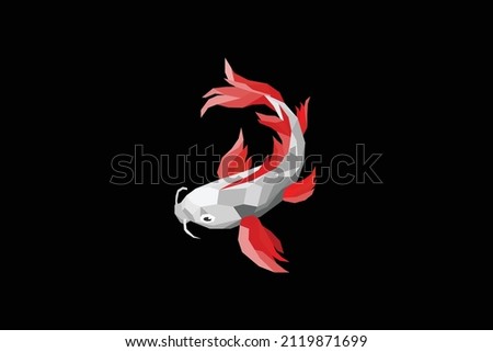Polygonal Koi Fish Vector. Japanese Style Geometric Illustration