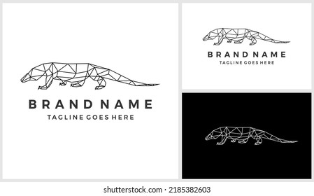 Plantilla vectorial de diseño del logotipo del dragón komodo poligonal