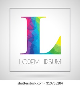 Polygonal L Letter in frame, design for Corporate Business Identity, alphabet letter