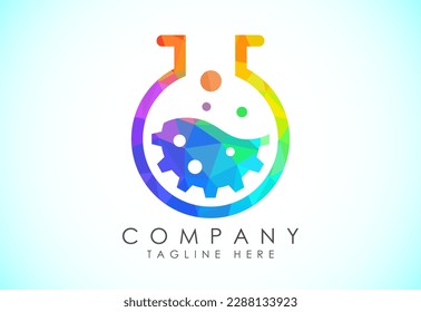 Polygonal lab logo design vector template, Low poly lab logo science vector illustration 