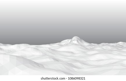 Polygonal landscape. Abstract mountains 3D. Vector illustration.