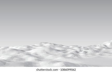 Polygonal landscape. Abstract mountains 3D. Vector illustration.
