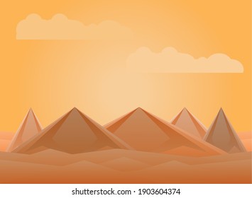 Paisaje poligonal de montañas y nubes desérticas diseño, naturaleza y tema exterior Ilustración vectorial