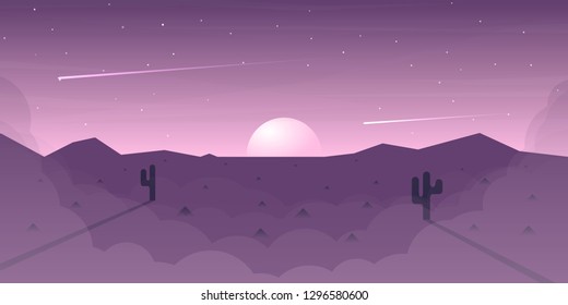 Polygonal landscape. Minimalist desert. Vector illustration