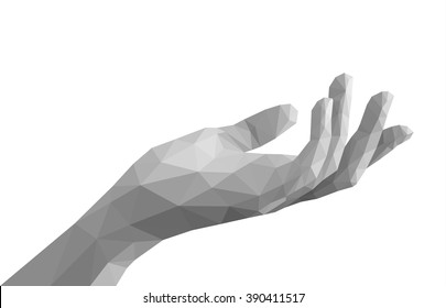 polygonal left hand open empty monochrome