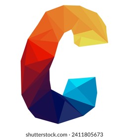 Polygonal letter C logo. Mosaic of alphabet. Triangles, Letter from geometric shapes.