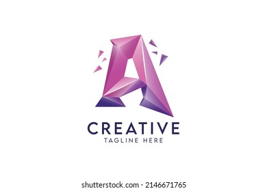 Polygonal Letter A Logo – 3D Gradient Geometric Design