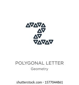 Polygonal letter z of small triangles icon. Thin linear polygonal letter z of small triangles outline icon isolated on white background from geometry collection. Line vector sign, symbol for web and 