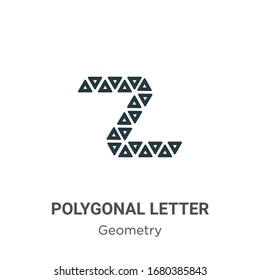 Polygonal letter z of small triangles outline vector icon. Thin line black polygonal letter z of small triangles icon, flat vector simple element illustration from editable geometry concept isolated 