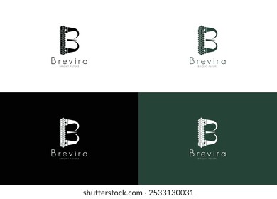 Logotipo de marca Abstractas poligonal 'B'. Diseño moderno minimalista con ángulos agudos y letra oscura delineada para la identidad empresarial