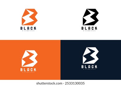 Logotipo de marca Abstractas poligonal 'B'. Diseño moderno minimalista con ángulos agudos y letra oscura delineada para la identidad empresarial