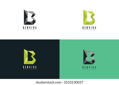 Logotipo de marca Abstractas poligonal 'B'. Diseño moderno minimalista con ángulos agudos y letra oscura delineada para la identidad empresarial