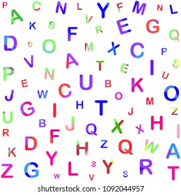 Polygonal letters. Creative alphabet Geometric design Digitally Colored english letters.