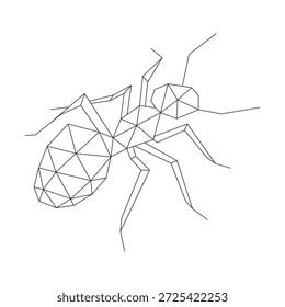 Polygonal line art of ant vector