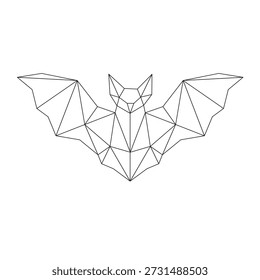Polygonal line art of bat spreading wings vector
