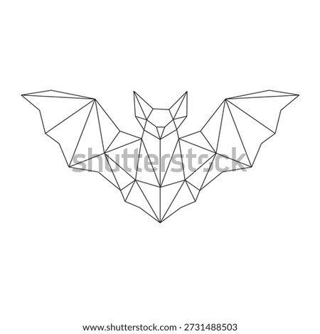 Polygonal line art of bat spreading wings vector