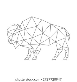 Arte de línea poligonal de Vector de bisonte