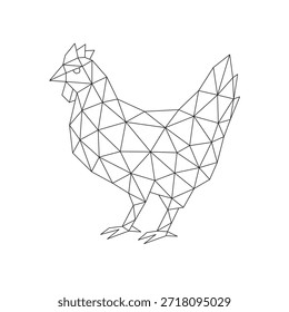 Arte de línea poligonal de Vector de pollo