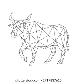 Arte de línea poligonal de Vector de vaca