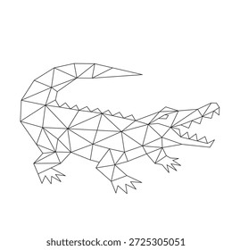 Arte de línea poligonal de Vector de cocodrilo
