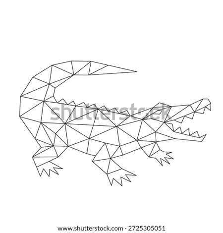 Polygonal line art of crocodile vector