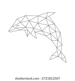 Polygonal line art of dolphin vector
