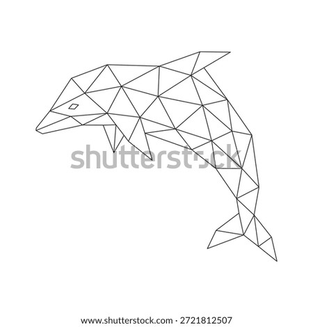 Polygonal line art of dolphin vector