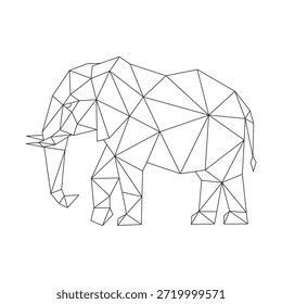 Polygonal line art of elephant vector