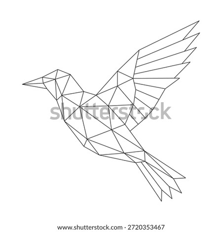 Polygonal line art of flying bird vector