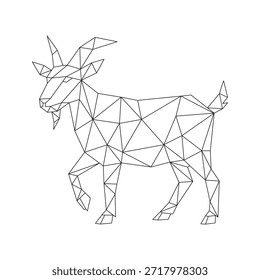Polygonal line art of goat vector
