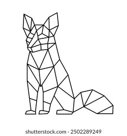 A polygonal line art illustration of a wild boar, showing geometric shapes in black lines.